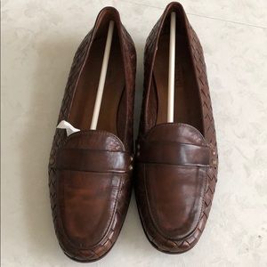 NEW — Sesto Meucci Brown & Gold Loafers (9 1/2 W)